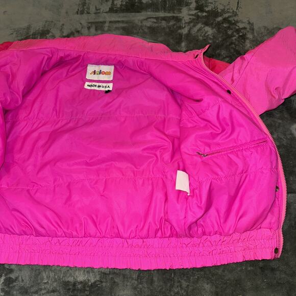 Slalom Vintage Puffer Ski Jacket Women's 10 Pink Pockets Long Sleeve Full Zip - Picture 11 of 11